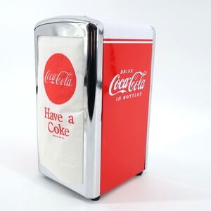 Coca Cola Coke Napkin HolderRed White Chrome Retro Diner Kitchen Decor